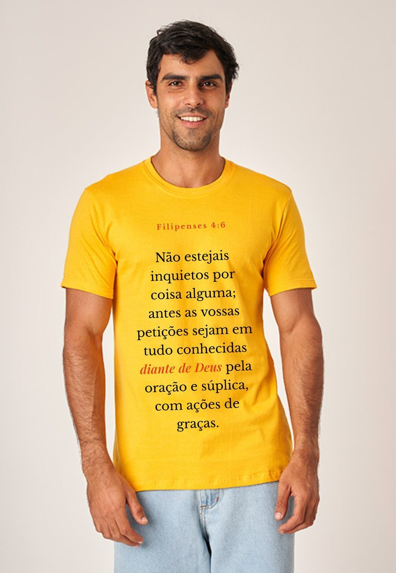 Filipenses 4:6 — Camiseta — Texto Preto
