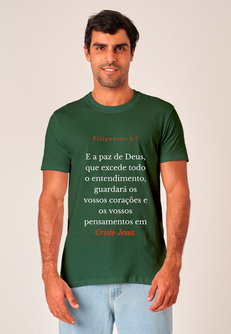 Filipenses 4:7 — Camiseta — Texto Branco
