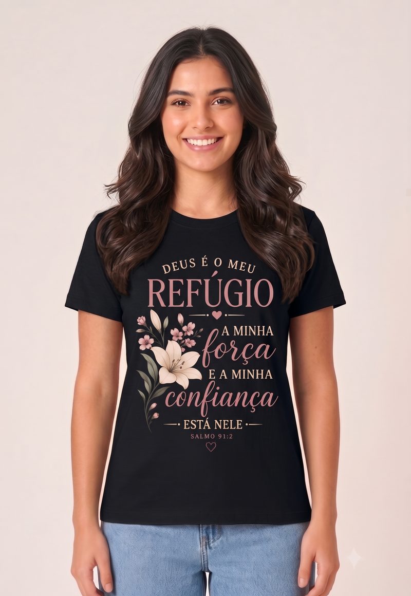 Salmos 91:2 — Camiseta — Floral