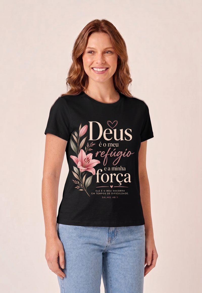 Salmos 46:1 — Camiseta — Floral 1