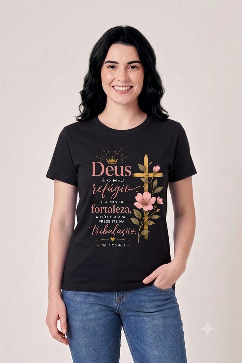 Salmos 46:1 — Camiseta — Floral 2