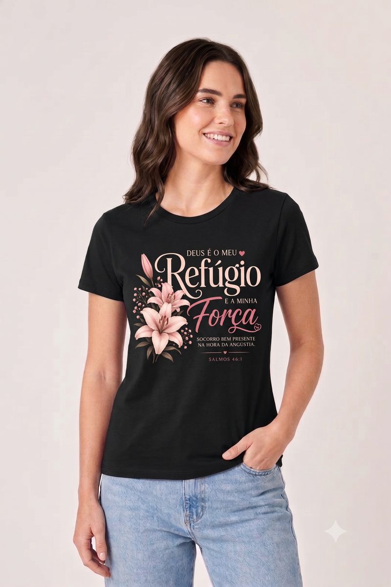 Salmos 46:1 — Camiseta — Floral 4