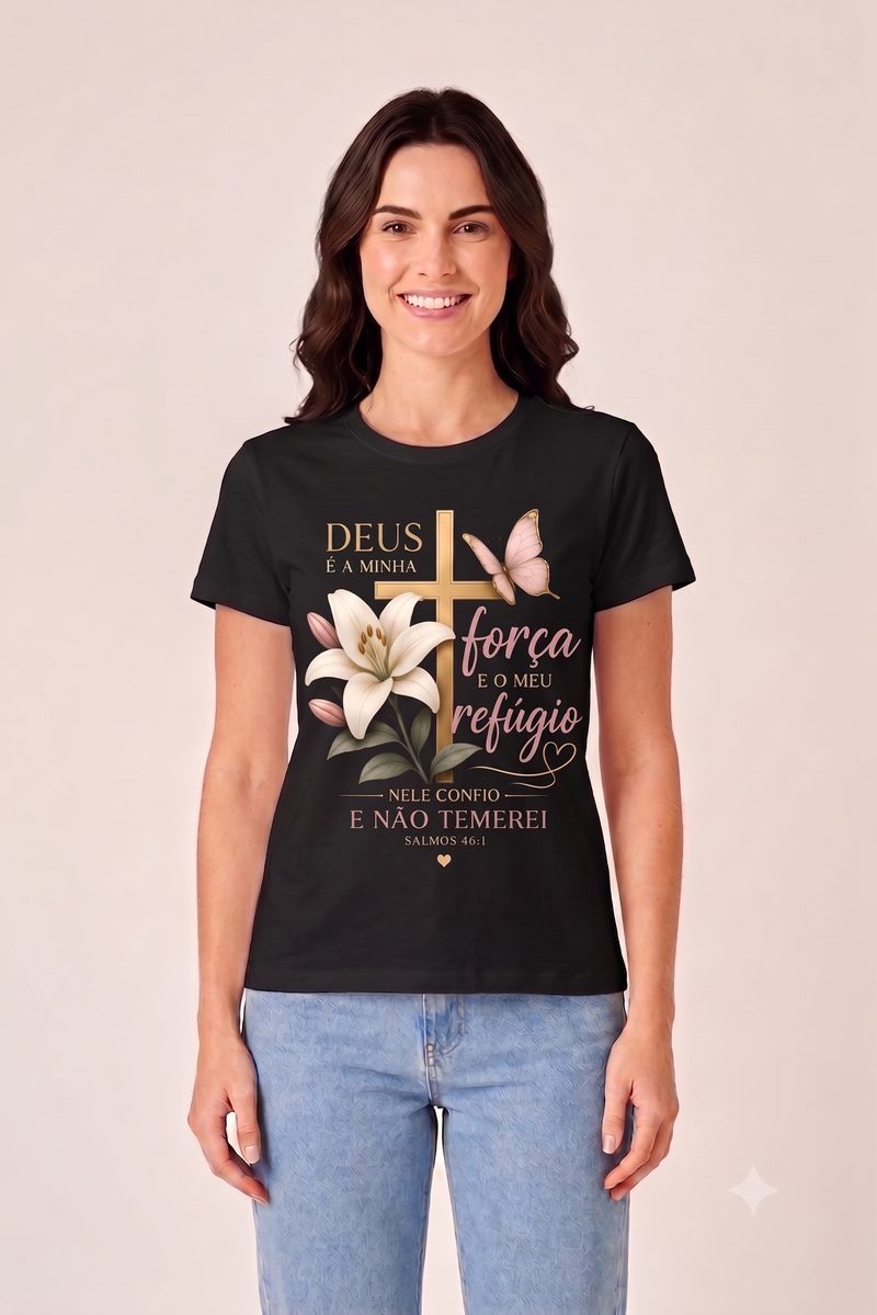Salmos 46:1 — Camiseta — Floral 5